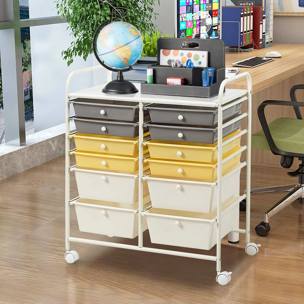 Giantex 12 Drawer Rolling Storage Cart Tools Scrapbook Paper Office School Organizer