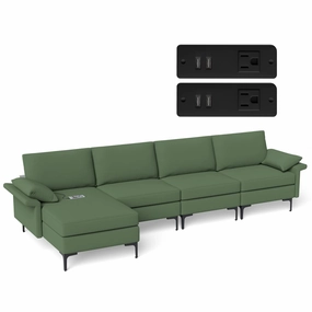 Giantex 130.5" L Convertible Sofa Couch, Sectional Sleeper sectional sofa, corner couch