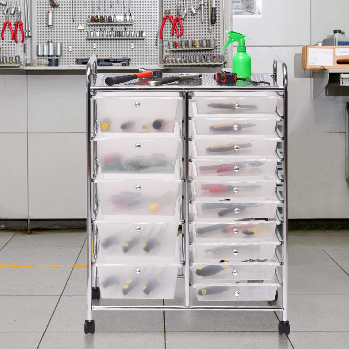 Giantex 15-Drawer Organizer Cart Office School Rolling Storage Cart