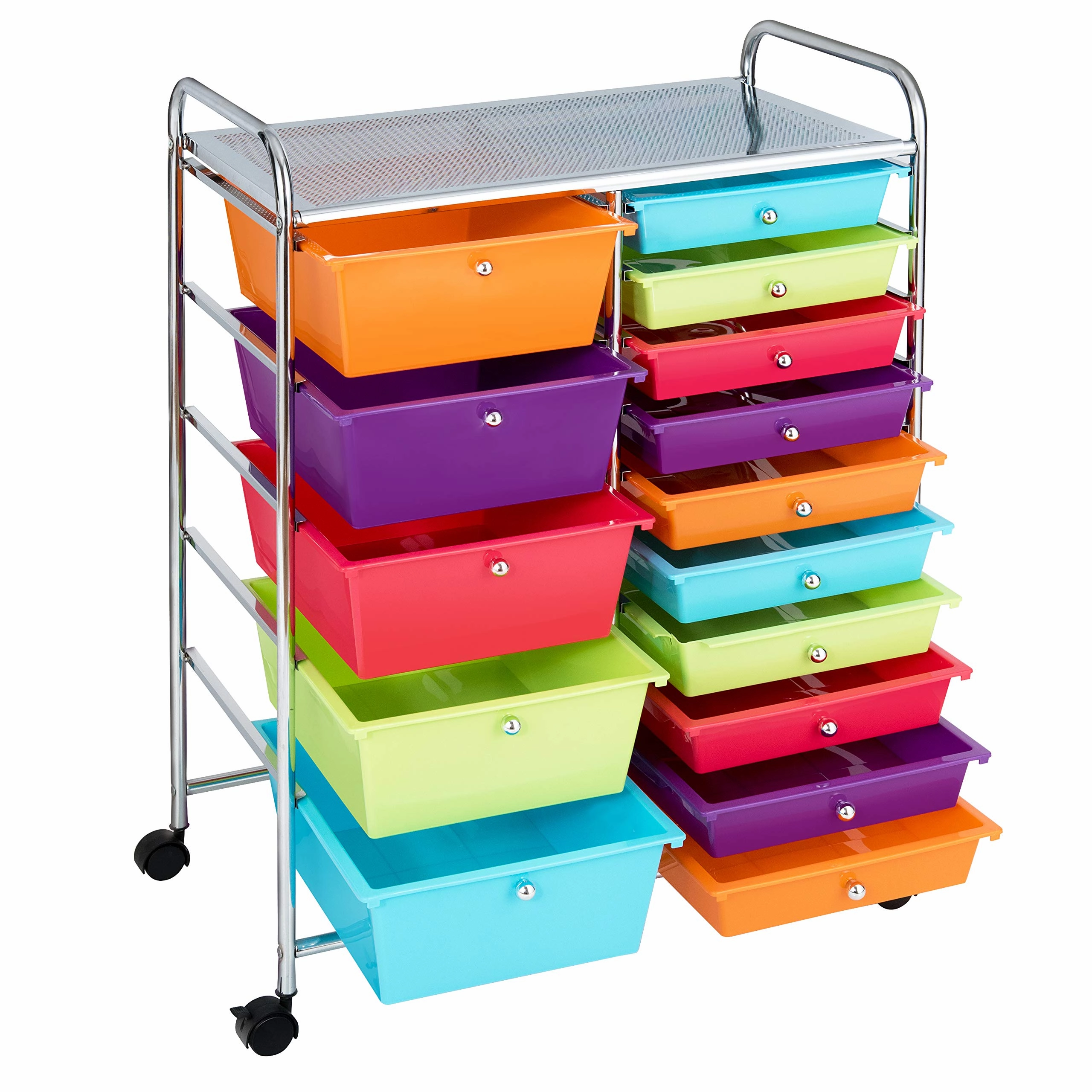 Giantex 15-Drawer Organizer Cart Office School Rolling Storage Cart