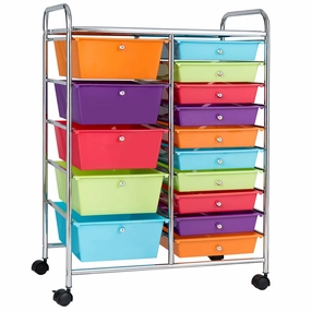 Giantex 15-Drawer Organizer Cart Office School Rolling Storage Cart outdoor dining set, patio table