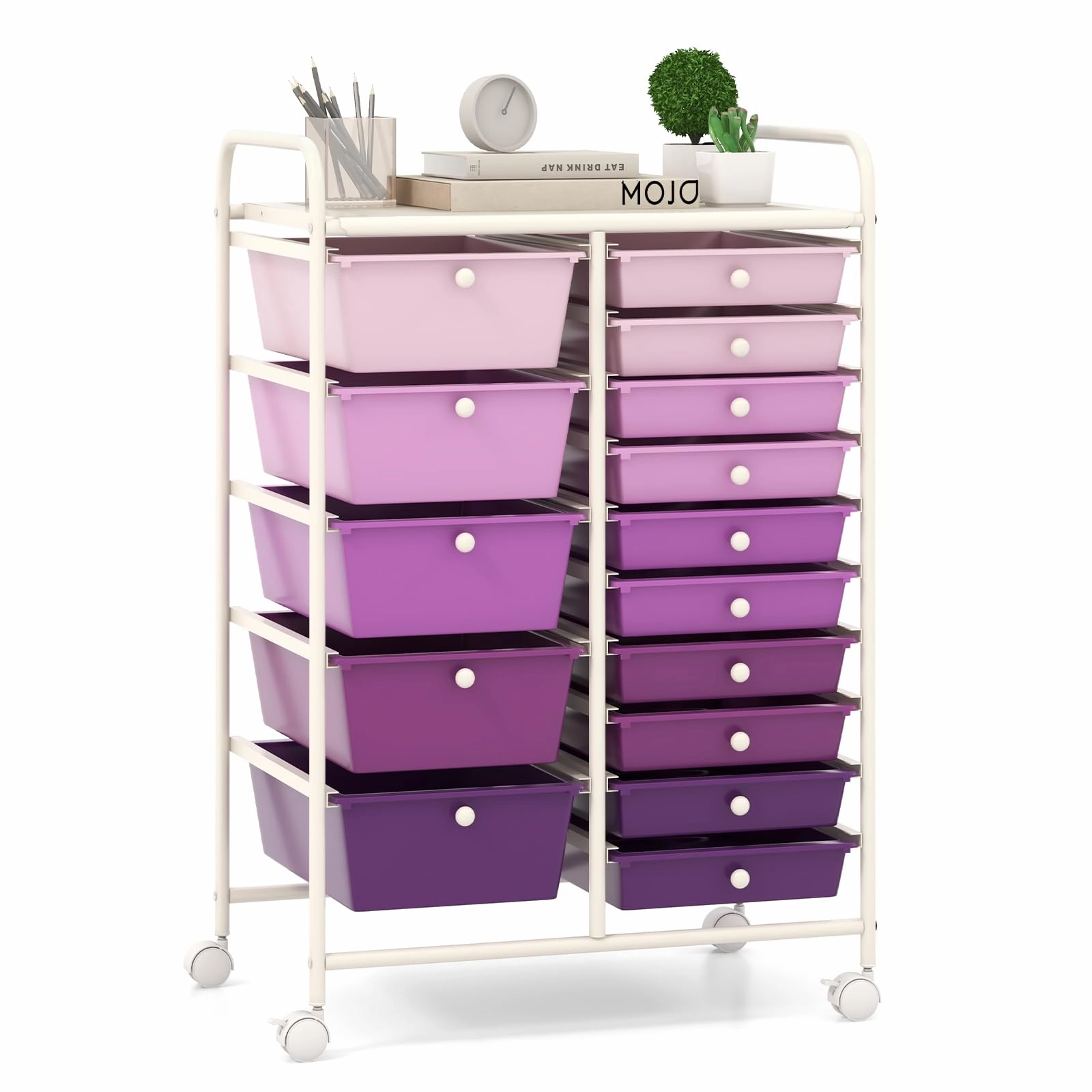 Giantex 15-Drawer Organizer Cart Office School Rolling Storage Cart