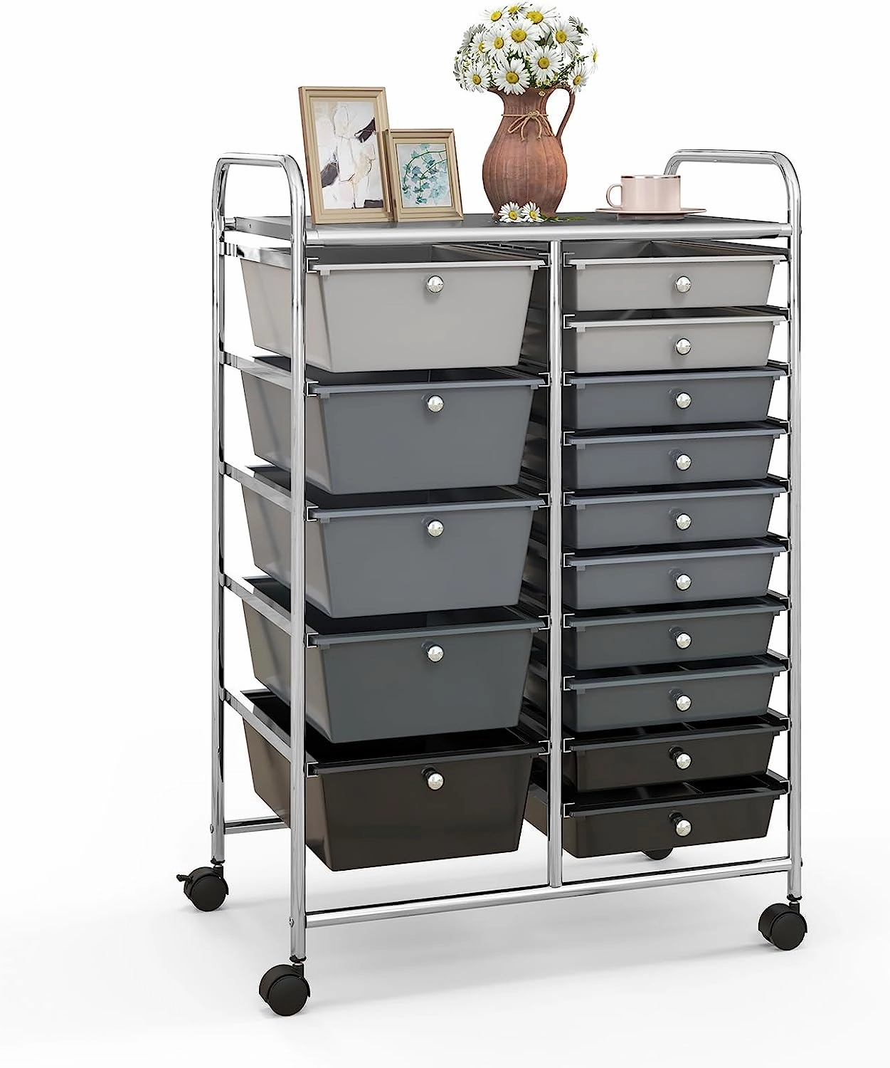 Giantex 15-Drawer Organizer Cart Office School Rolling Storage Cart