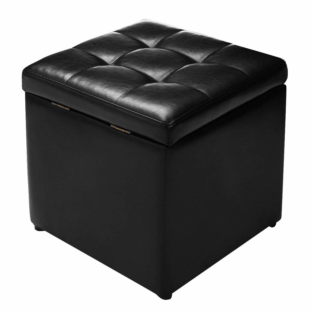 Giantex 16'' Cube Ottoman Pouffe Storage Box Lounge Seat Footstools W/ Hinge Top and Bottom armless chair, modern chair