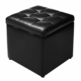Giantex 16'' Cube Ottoman Pouffe Storage Box Lounge Seat Footstools W/ Hinge Top and Bottom sectional sofa, corner couch