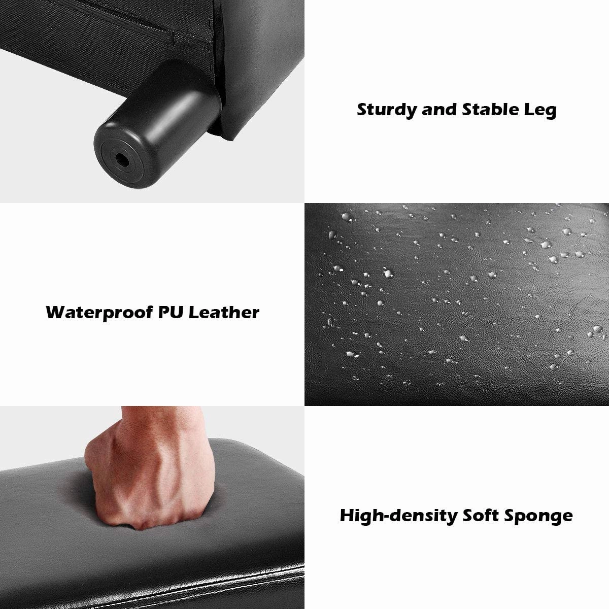 Giantex 16" Small Footstool PU Leather Ottoman Footrest Modern