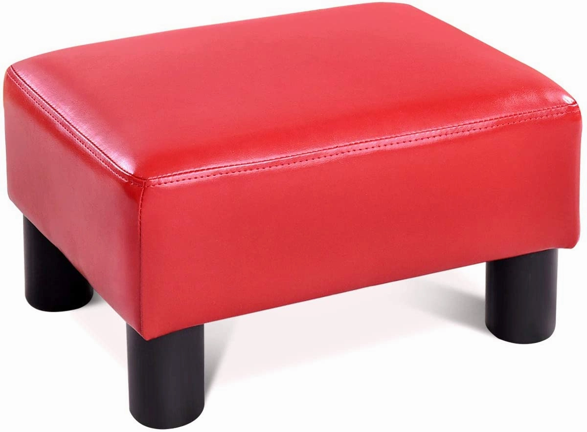 Giantex 16" Small Footstool PU Leather Ottoman Footrest Modern