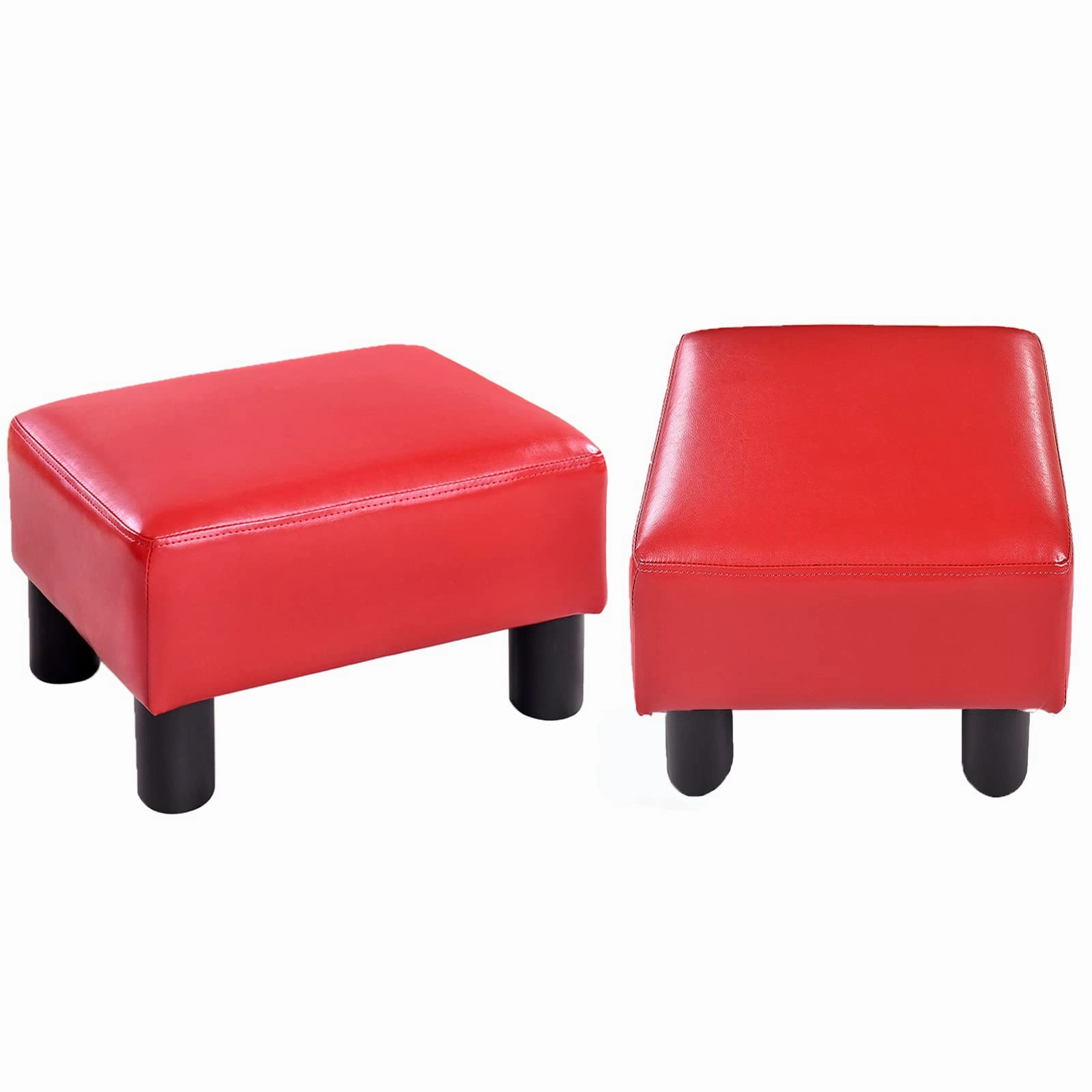 Giantex 16" Small Footstool PU Leather Ottoman Footrest Modern