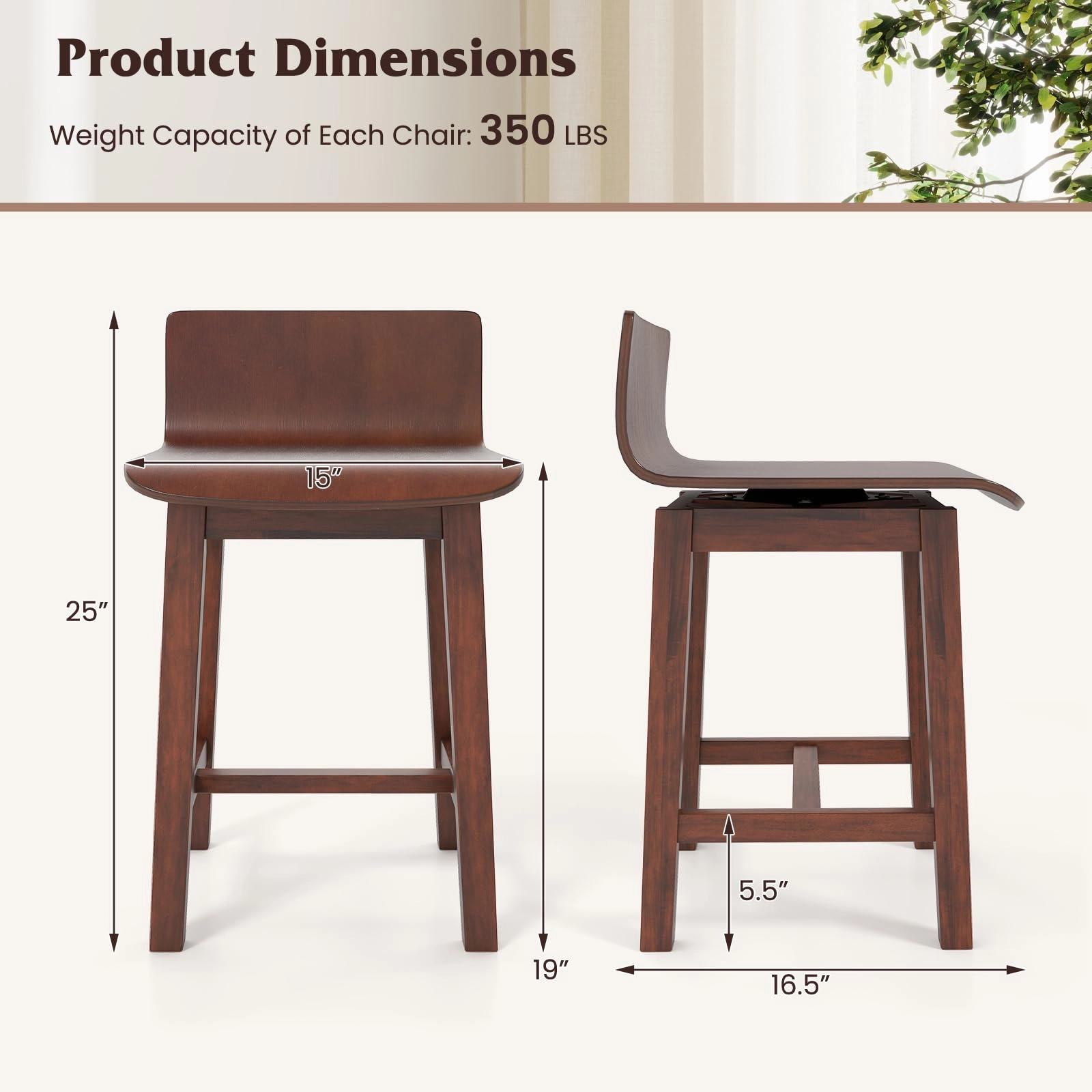 Giantex 19" Swivel Dining Chairs Set of 2/4