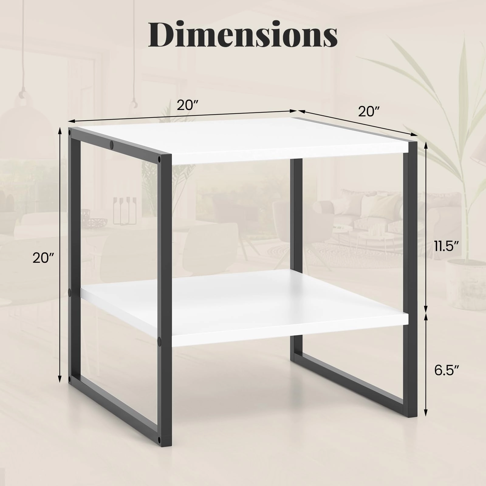 Giantex 20 Inch End Table, Modern Square Side Table with Storage Shelf, Small Coffee Table for Living Room