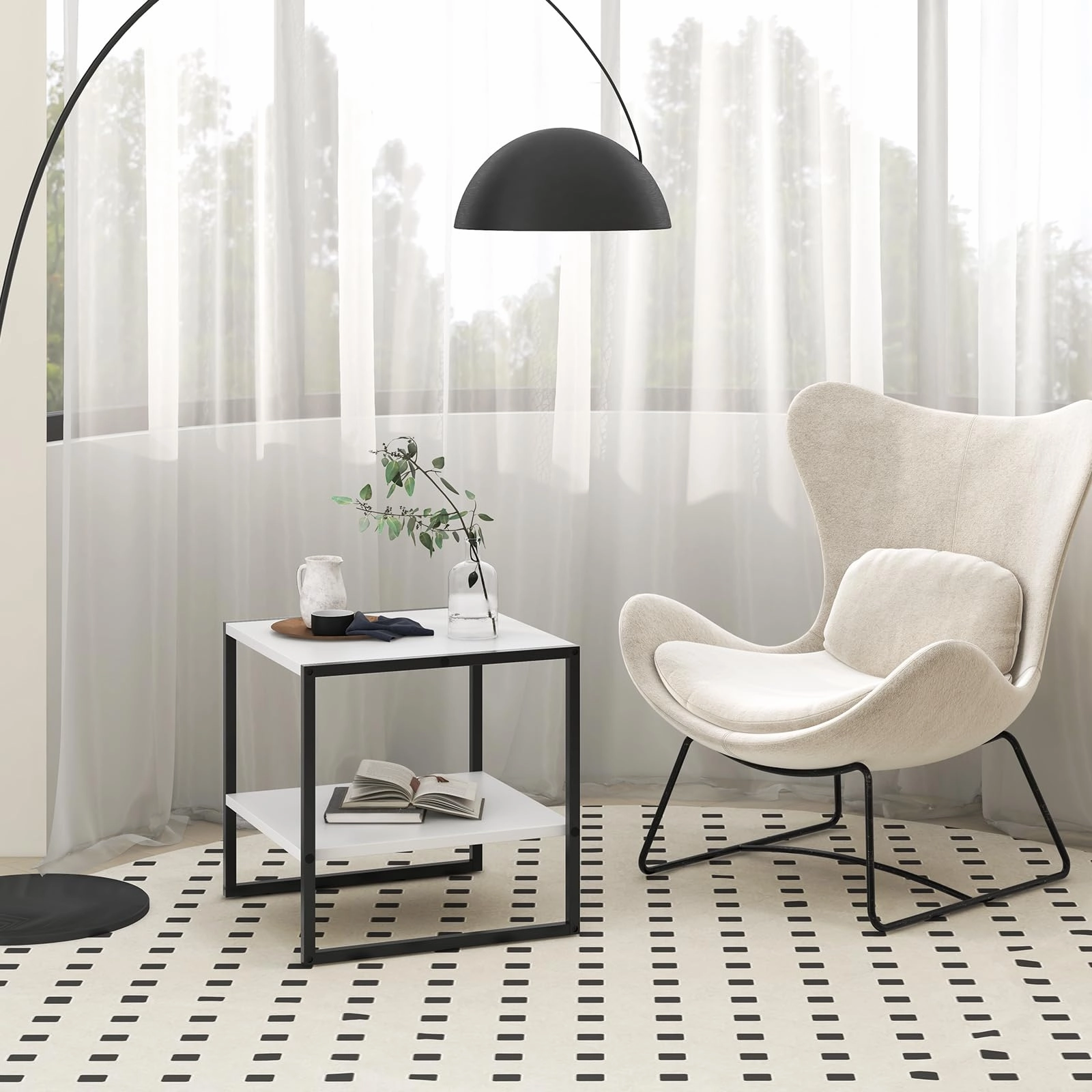 Giantex 20 Inch End Table, Modern Square Side Table with Storage Shelf, Small Coffee Table for Living Room