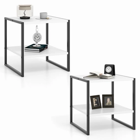 Giantex 20 Inch End Table, Modern Square Side Table with Storage Shelf, Small Coffee Table for Living Room entry bench, mudroom storage