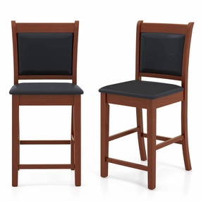 Giantex 24.5" Bar Stools Set of 2, Upholstered Counter Height Bar Stools w/Faux Leather Cushion & Footrest kitchen towel, placemats