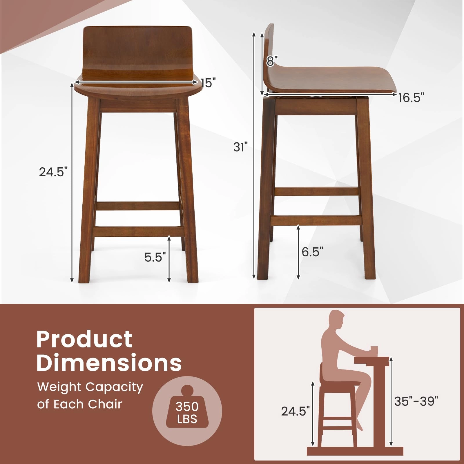 Giantex 24.5" Swivel Bar Stools Set of 2/4