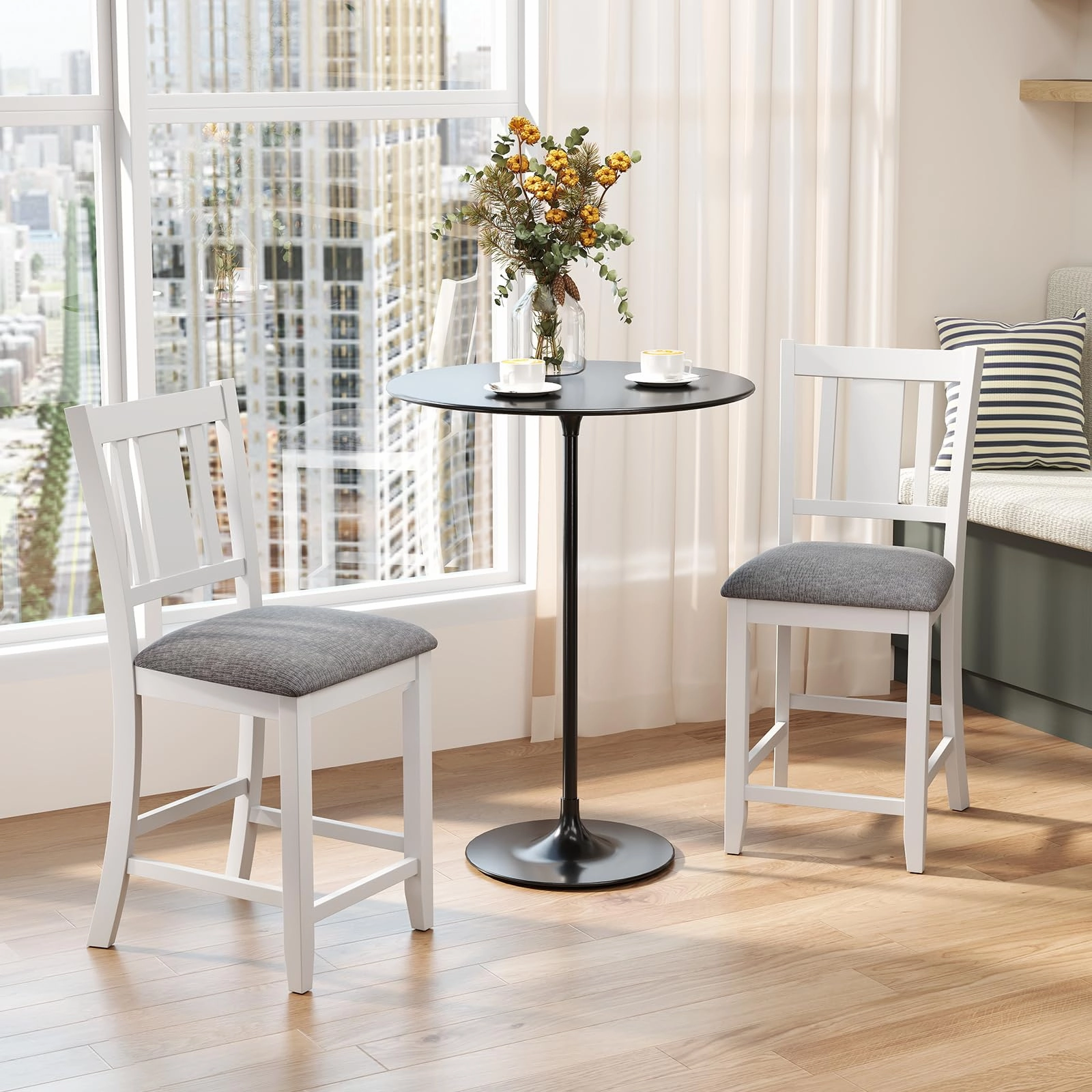 Giantex 24 Inch Modern Counter Height Stools with Footrest