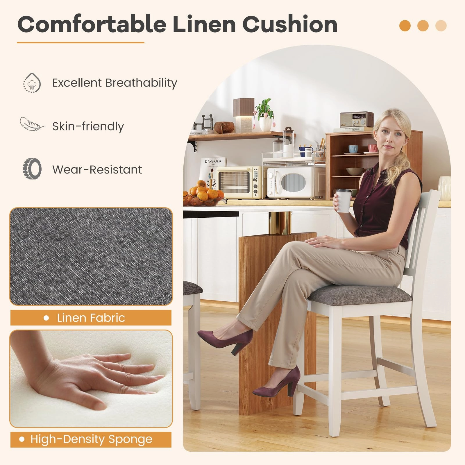 Giantex 24 Inch Modern Counter Height Stools with Footrest