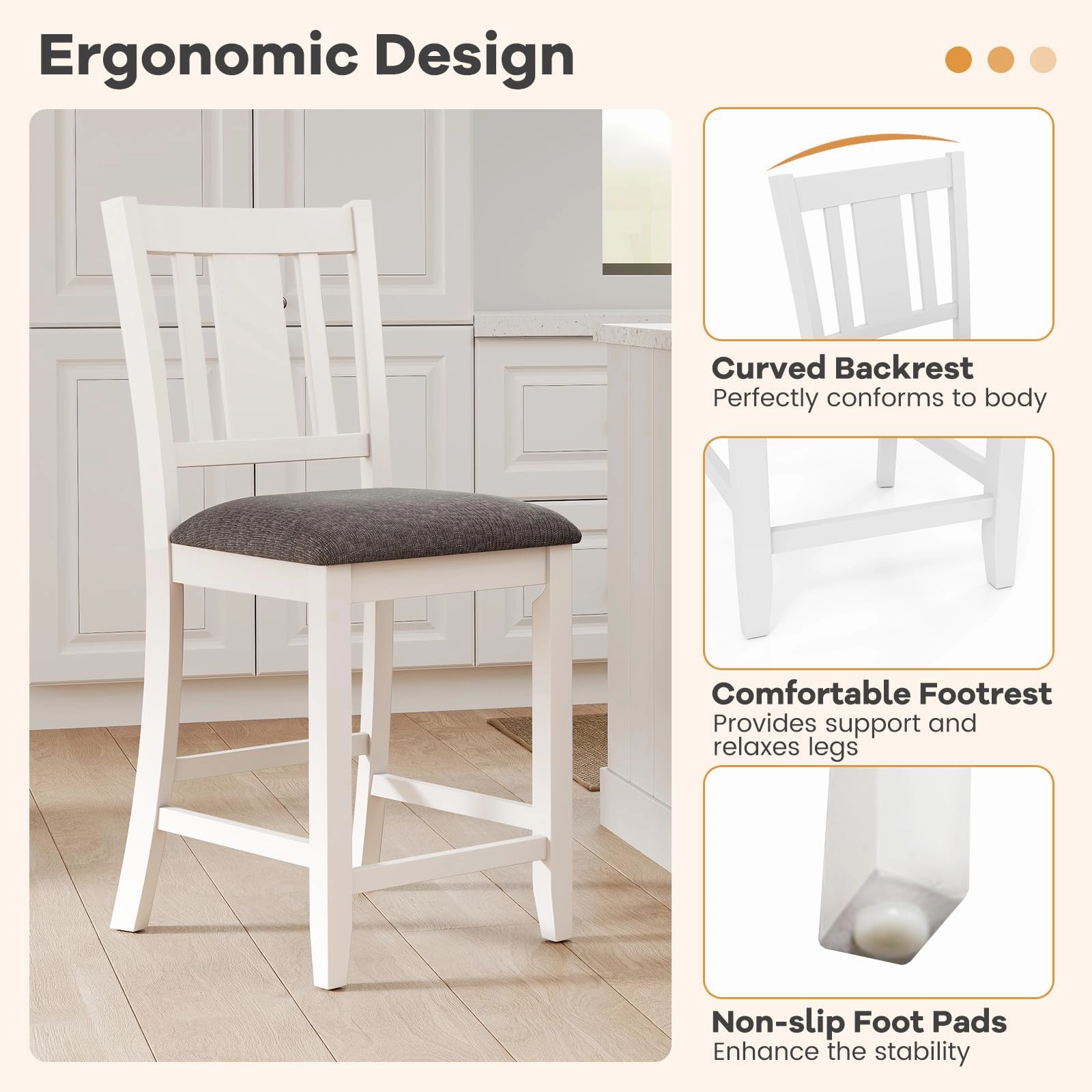 Giantex 24 Inch Modern Counter Height Stools with Footrest