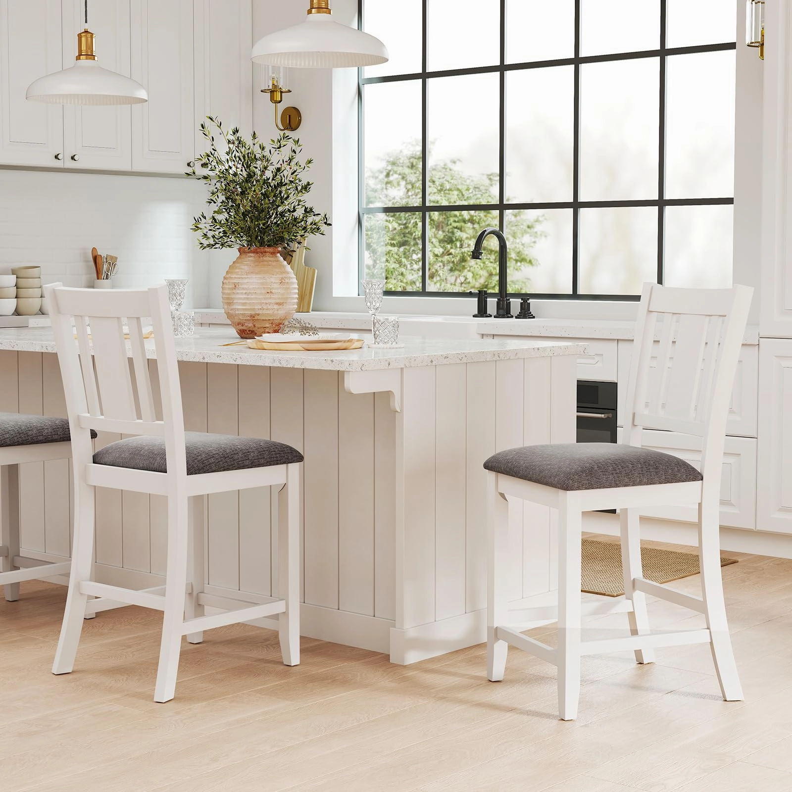 Giantex 24 Inch Modern Counter Height Stools with Footrest