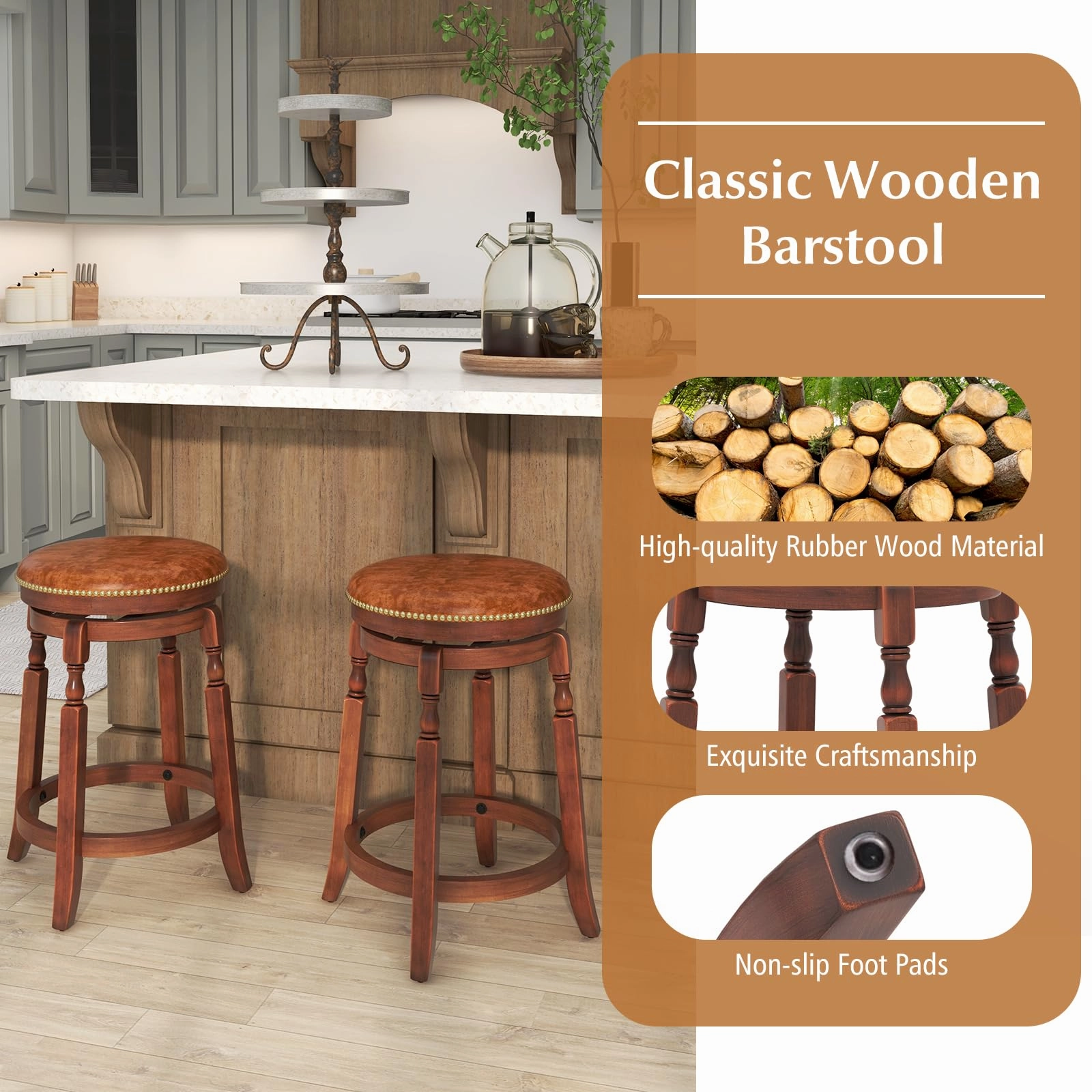 Giantex 24" /29.5" Swivel Bar Stools