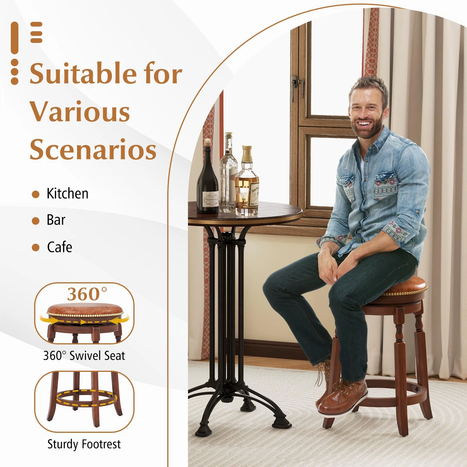 Giantex 24" /29.5" Swivel Bar Stools