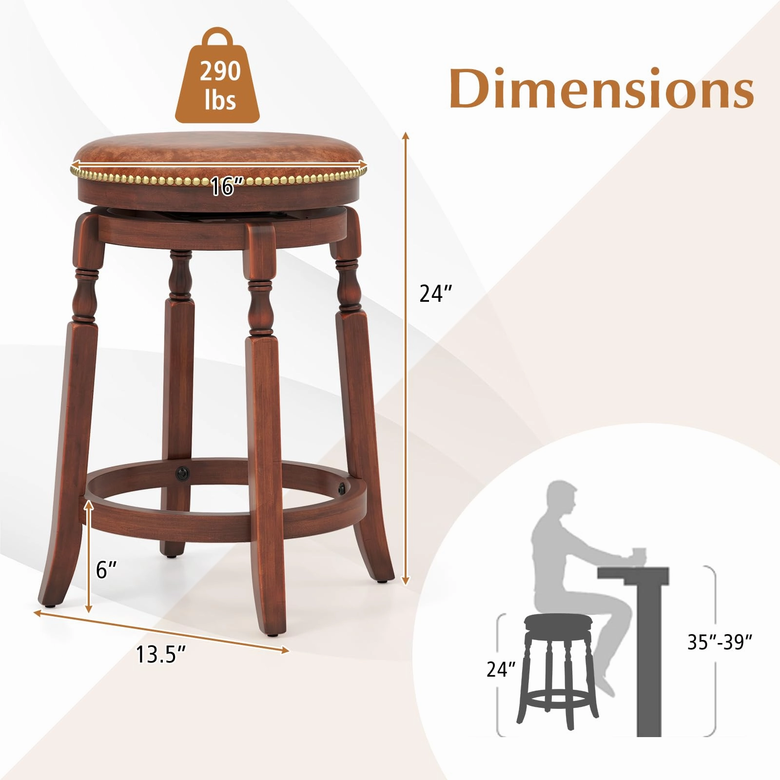 Giantex 24" /29.5" Swivel Bar Stools