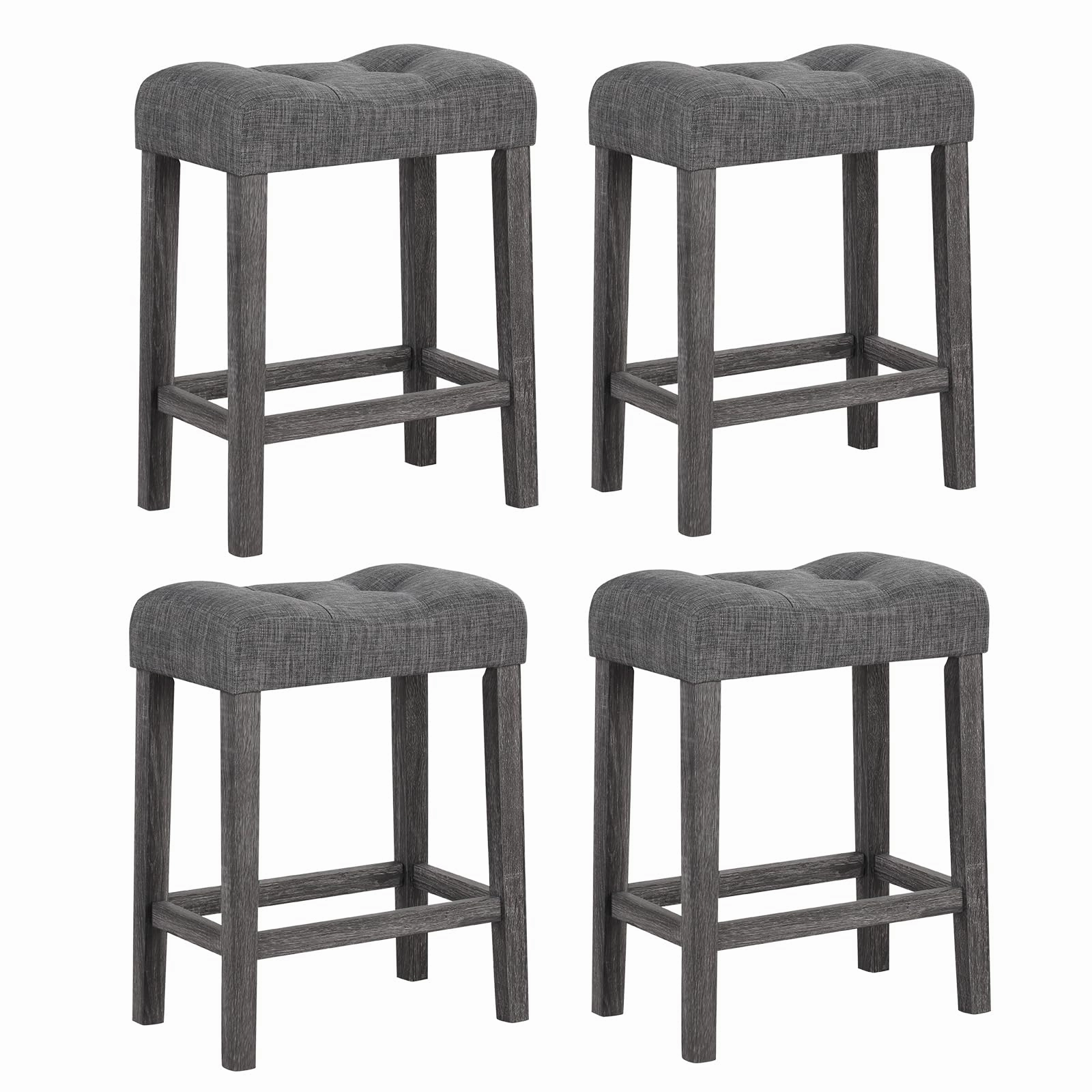 Giantex 24" Bar Stools, Backless Counter Height Saddle Bar Stools w/Padded Seat, Solid Rubber Wood Legs kitchen towel, placemats