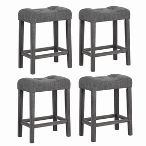 Giantex 24" Bar Stools, Backless Counter Height Saddle Bar Stools w/Padded Seat, Solid Rubber Wood Legs kitchen towel, placemats