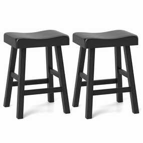Giantex 24" Bar Stools Set, Counter Height Saddle Bar Stools w/Footrests, Acacia Wood Seats, Rubber Wood Crossbars kitchen towel, placemats