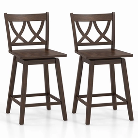 Giantex 24" Bar Stools Set of 2/4, Swivel Wooden Bar Chairs with Rubber Wood Frame, Dark Grey kitchen towel, placemats