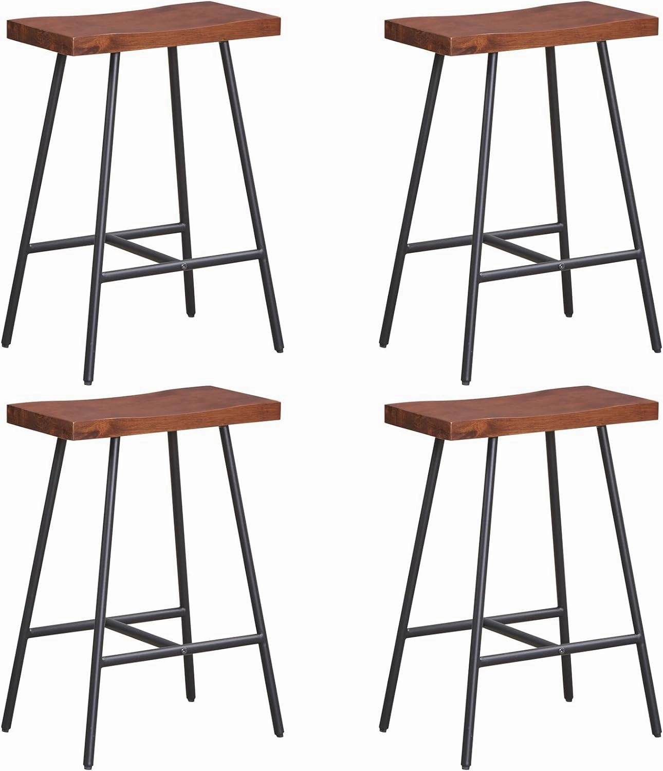 Giantex 24" Bar Stools Set of 2, Counter Height Bar Stools with Footrests, Solid Metal Legs