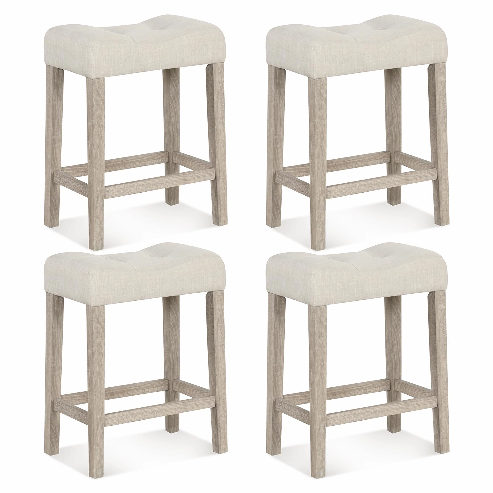 Giantex 24" Bar Stools Set of 4, Upholstered Counter Height Saddle Bar Stools kitchen towel, placemats