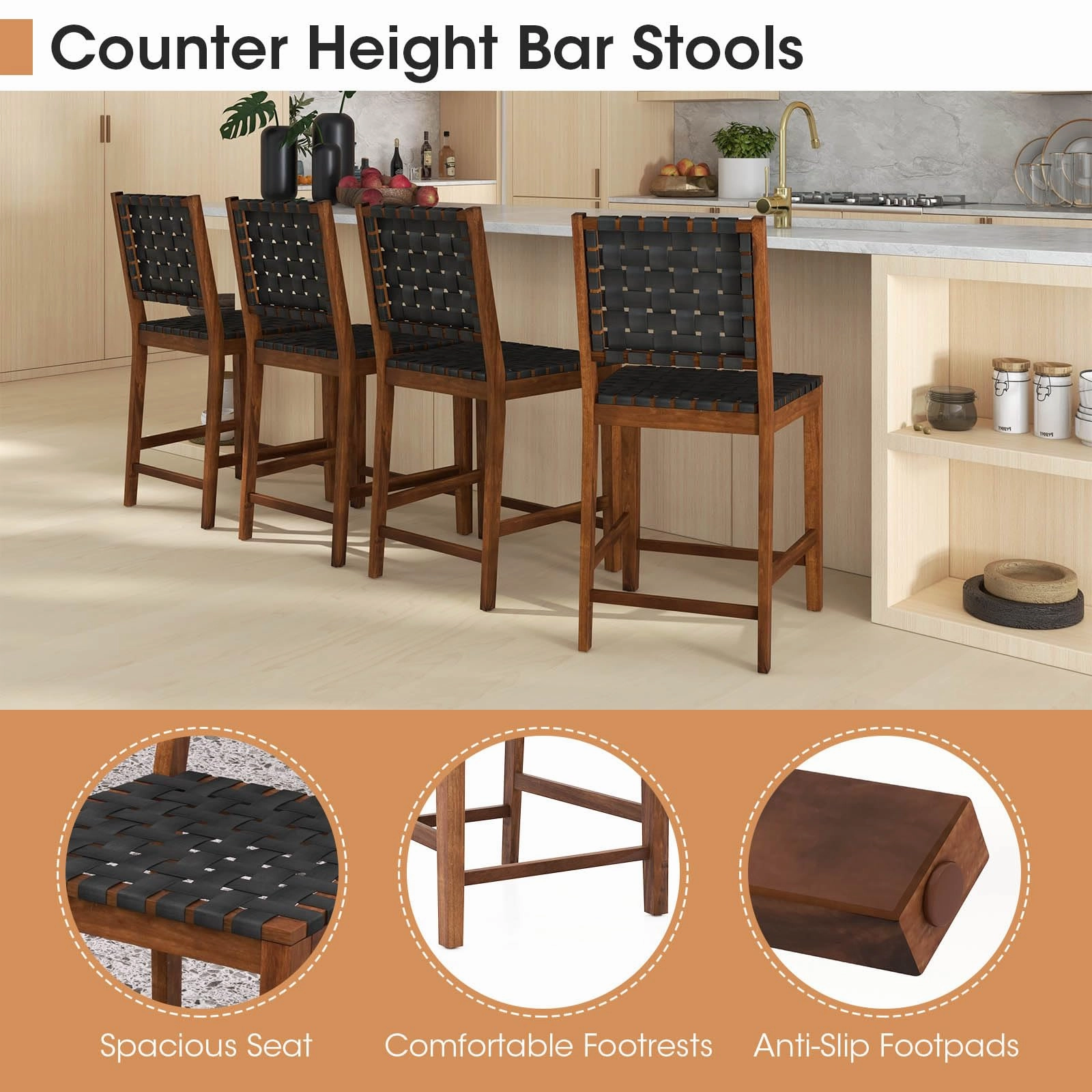 Giantex 24" Counter Height Bar Stools Set of 2