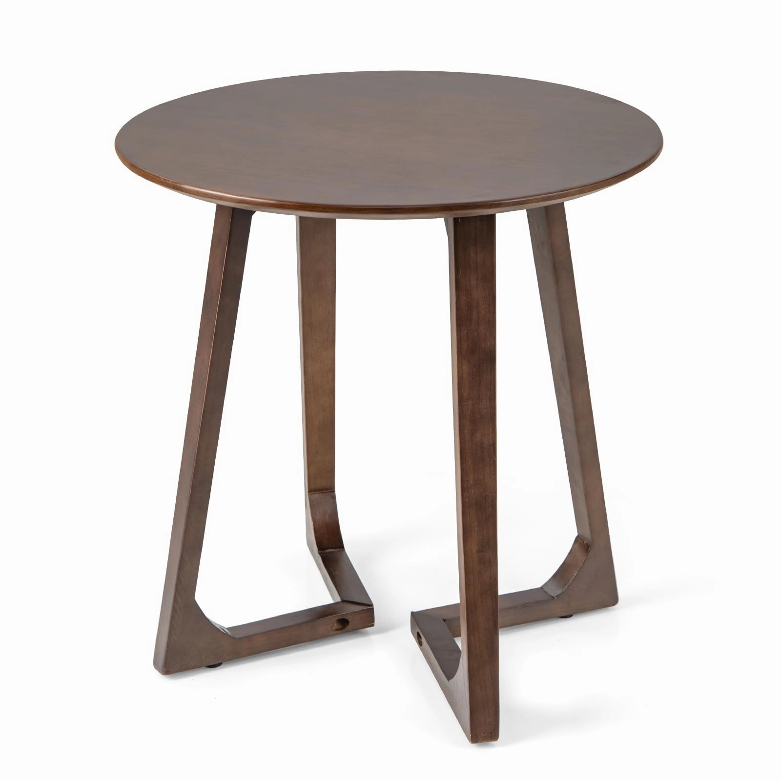 Giantex 24" Round End Table - Rubber Wood Sofa Side Table with Adjustable Foot Pads, Natural