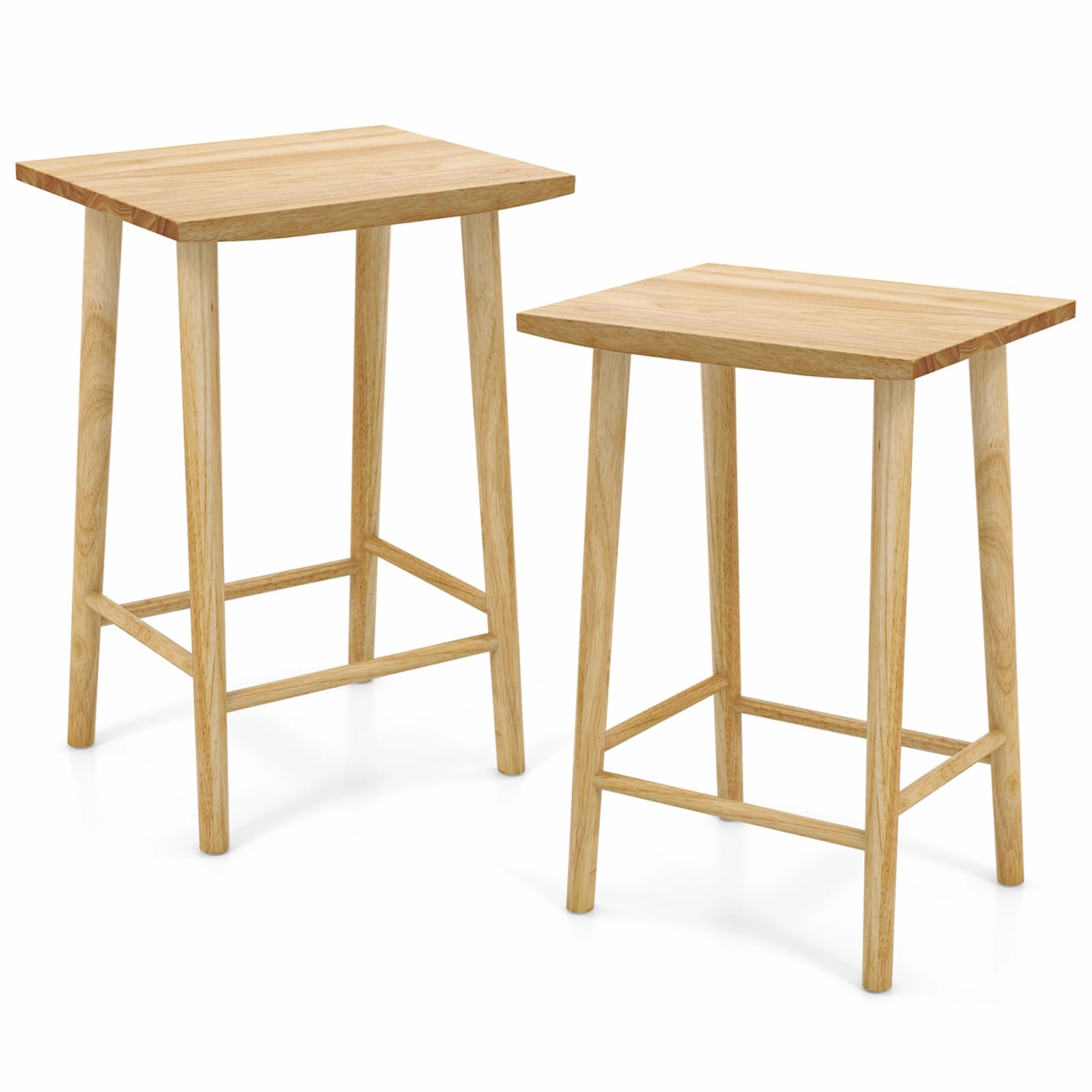 Giantex 25.5" Wooden Bar Stools Set of 2/4, Farmhouse Backless Counter Height Bar Stools with Footrest kitchen towel, placemats