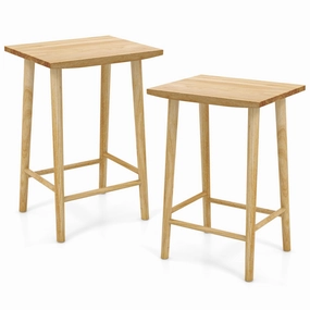 Giantex 25.5" Wooden Bar Stools Set of 2/4, Farmhouse Backless Counter Height Bar Stools with Footrest kitchen towel, placemats
