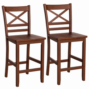 Giantex 25'' Antique Kitchen Counter Height Chairs with Wooden X-Shaped Backrest & Rubber Wood Legs kitchen towel, placemats