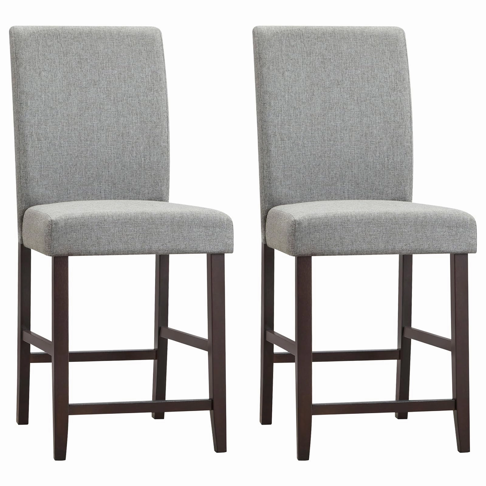 Giantex 25 inch Wooden Vintage Bar Chairs, Counter Stools w/ Upholstered Foam Cushion & Solid Rubber Wood Legs