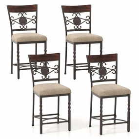 Giantex 25" Counter Height Bar Stools Set, Vintage Upholstered Barstools w/Back kitchen towel, placemats