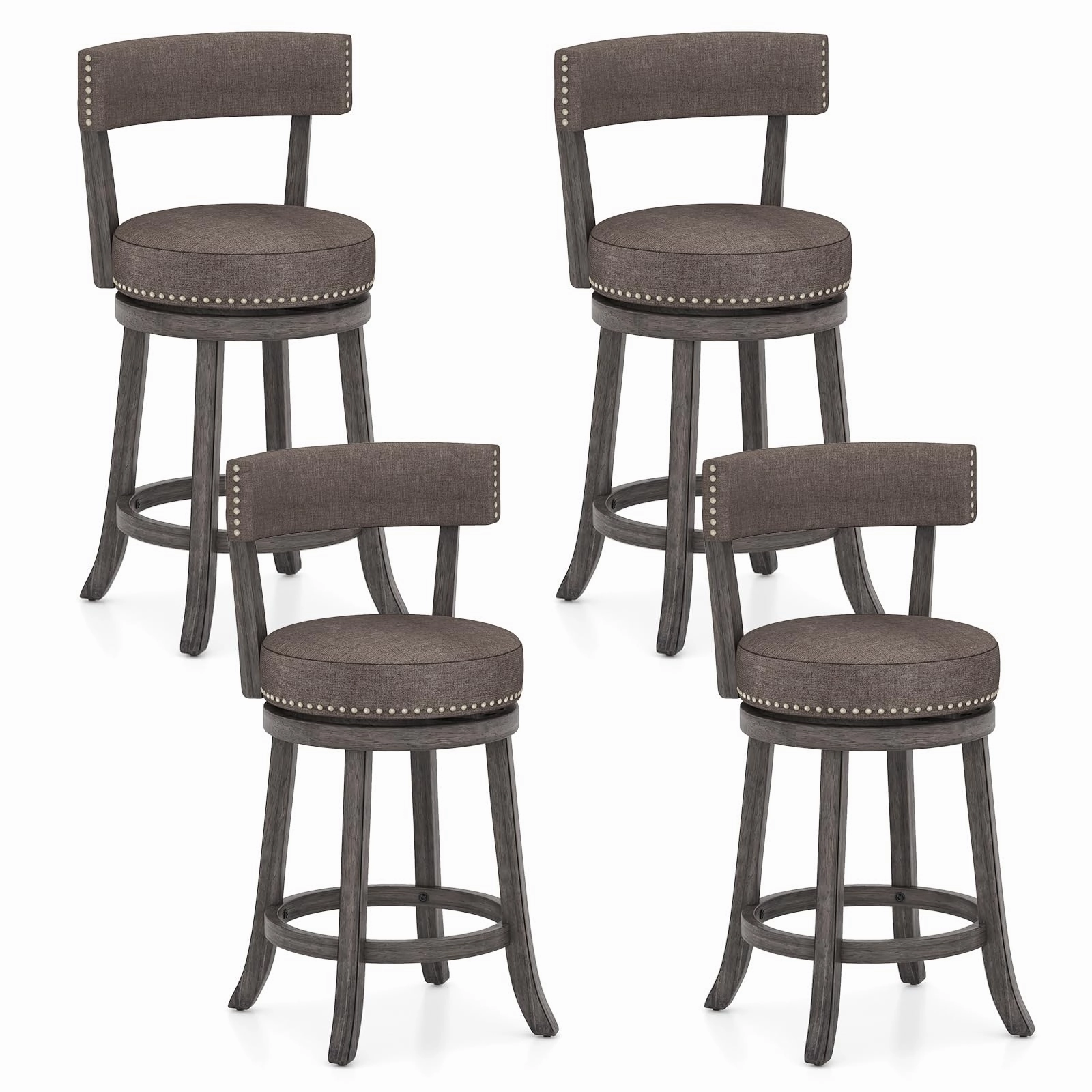 Giantex 26" Bar Stools Set, Swivel Counter Height Bar Chairs with Footrest, Rubber Wood Frame kitchen towel, placemats