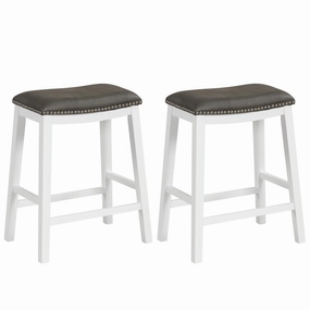 Giantex 26" Counter Height Bar Stools Set of 2, Faux PVC Leather Farmhouse Barstools w/Padded Seat kitchen towel, placemats