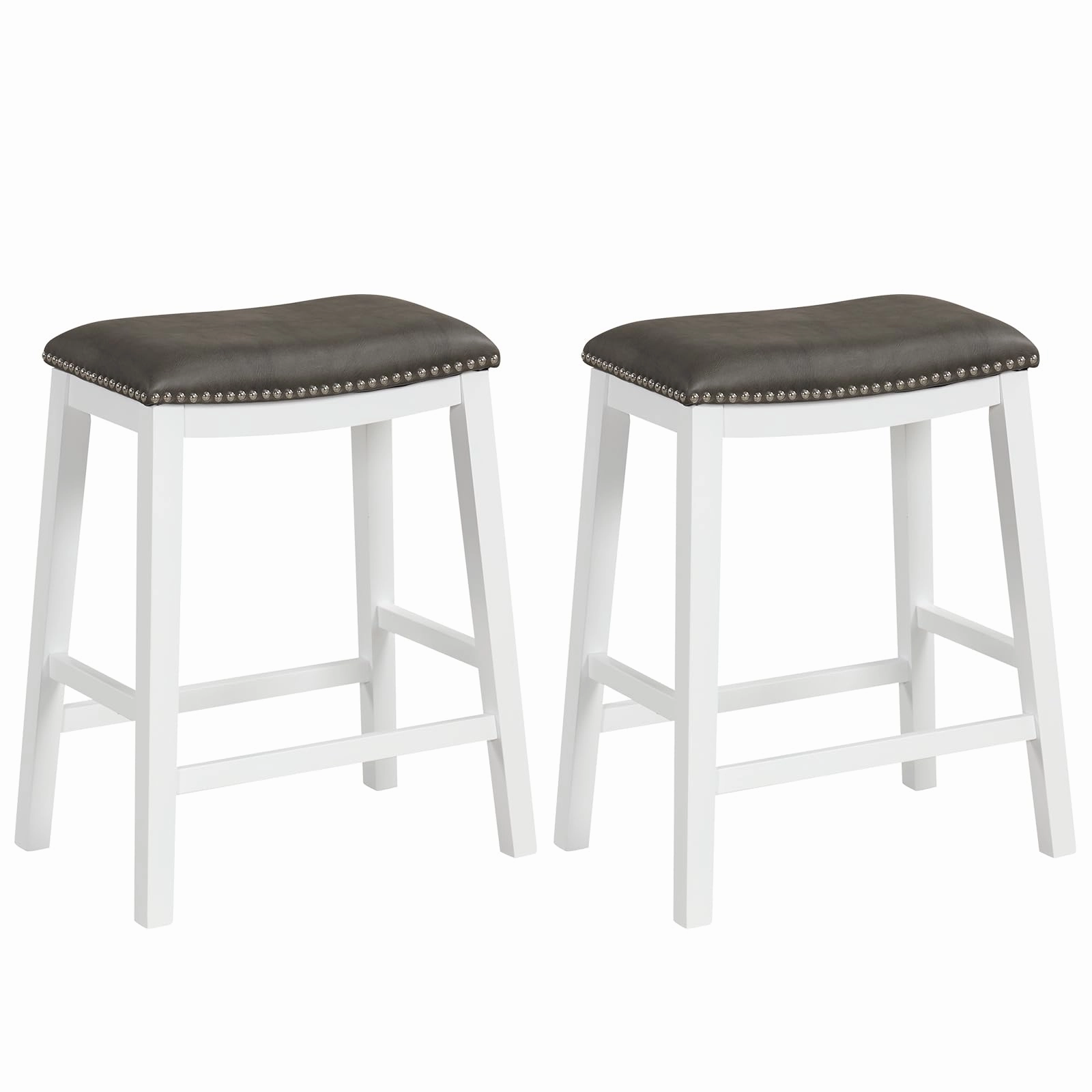 Giantex 26" Counter Height Bar Stools Set of 2, Faux PVC Leather Farmhouse Barstools w/Padded Seat kitchen towel, placemats