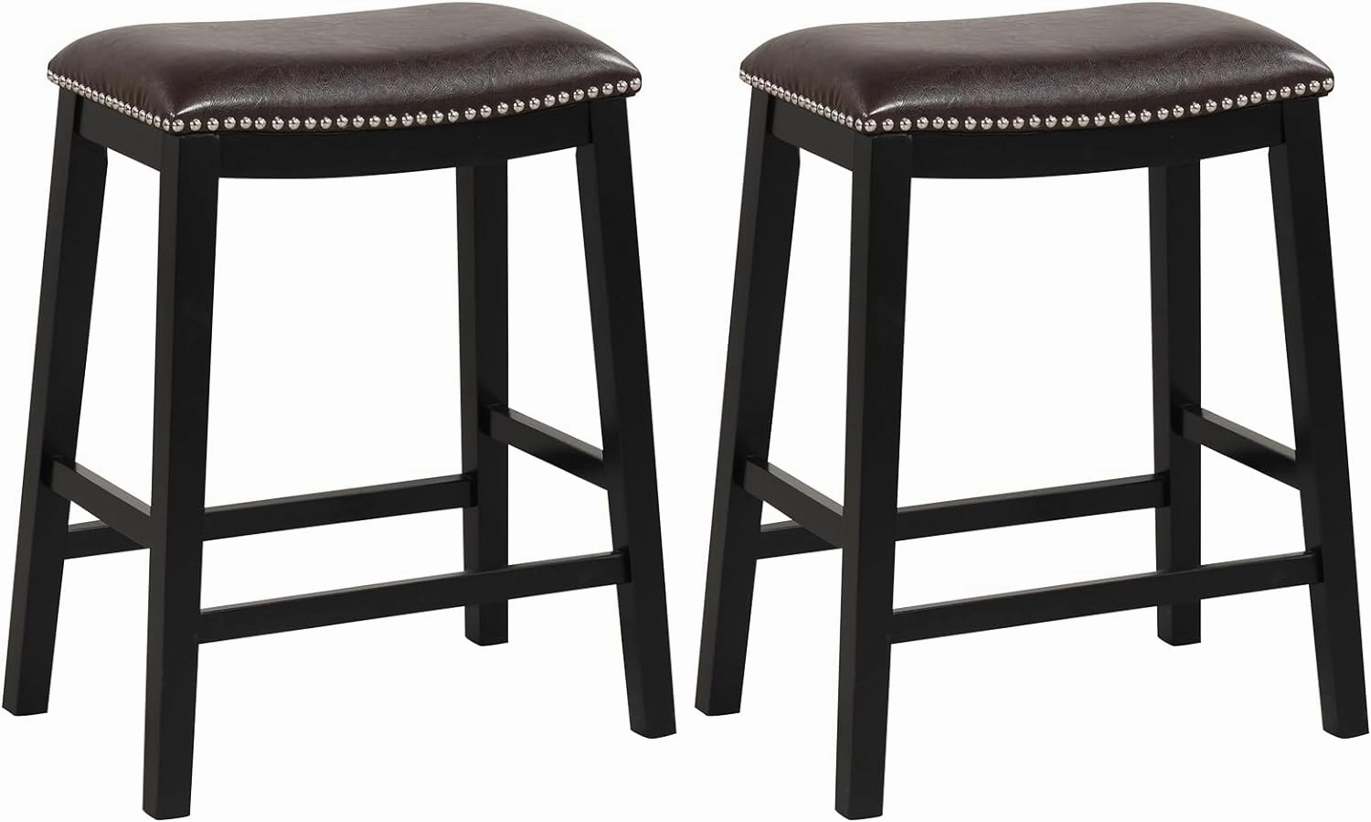 Giantex 26" Counter Height Bar Stools Set of 2, Faux PVC Leather Farmhouse Barstools w/Padded Seat