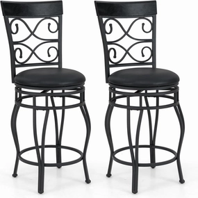 Giantex 26" Swivel Bar Stools Set of 2/4, Counter Height Bar Stools with Back, Upholstered PU Leather Seat, Black kitchen towel, placemats