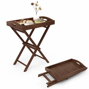 Giantex 28-Inches High Solid Teak Wood TV Tray Side Table throw pillow, fuzzy blanket
