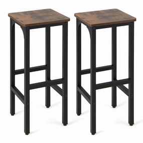 Giantex 28" Counter Height Bar Stools Set of 2, Metal Frame Bar Chairs with Adjustable Foot Pads, Brown kitchen towel, placemats