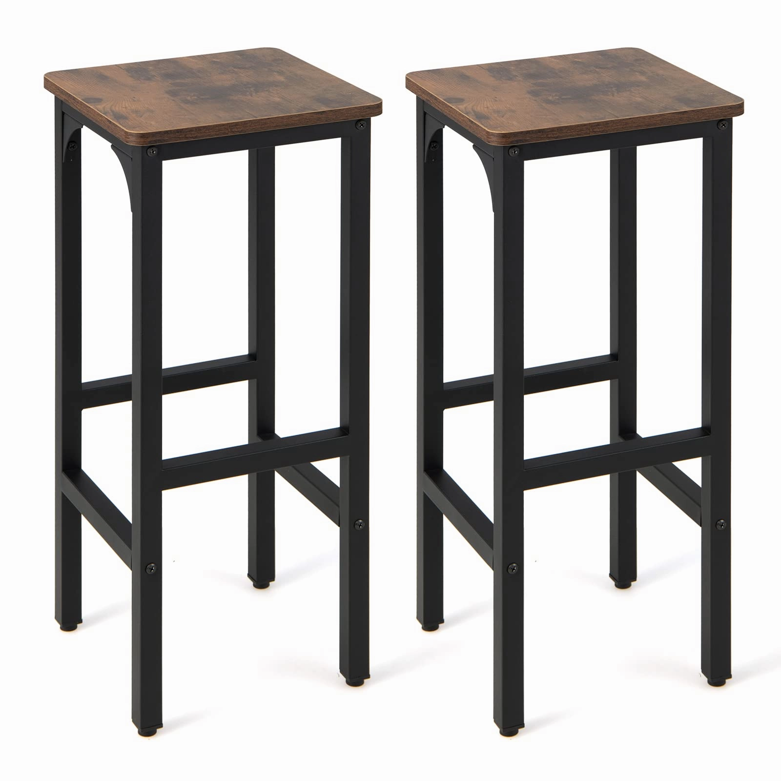 Giantex 28" Counter Height Bar Stools Set of 2, Metal Frame Bar Chairs with Adjustable Foot Pads, Brown kitchen towel, placemats