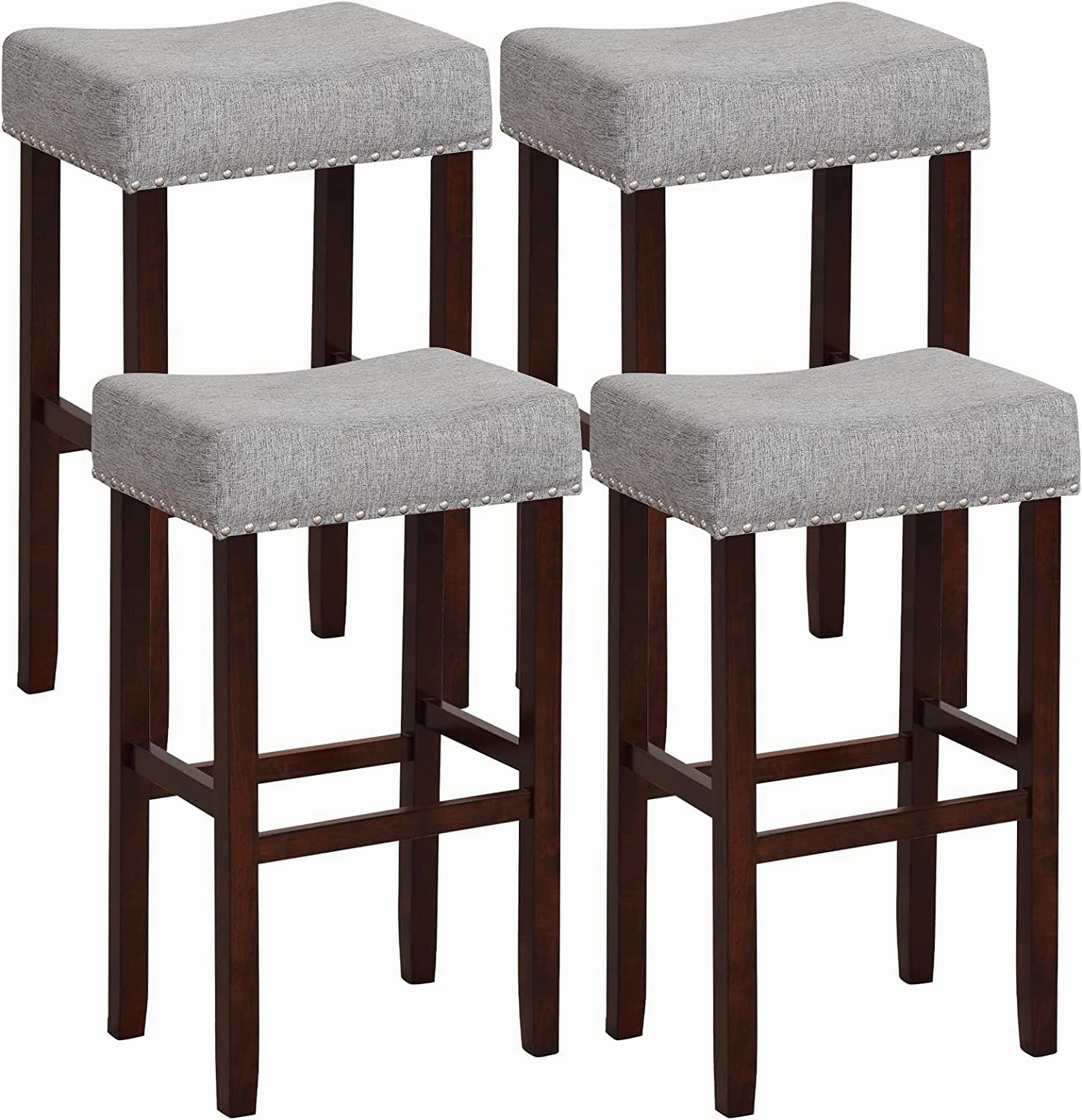 Giantex 29.5" Bar Height Bar Stools Set of 4 - Backless Saddle Barstools with Nailhead Linen Foam Seat kitchen towel, placemats
