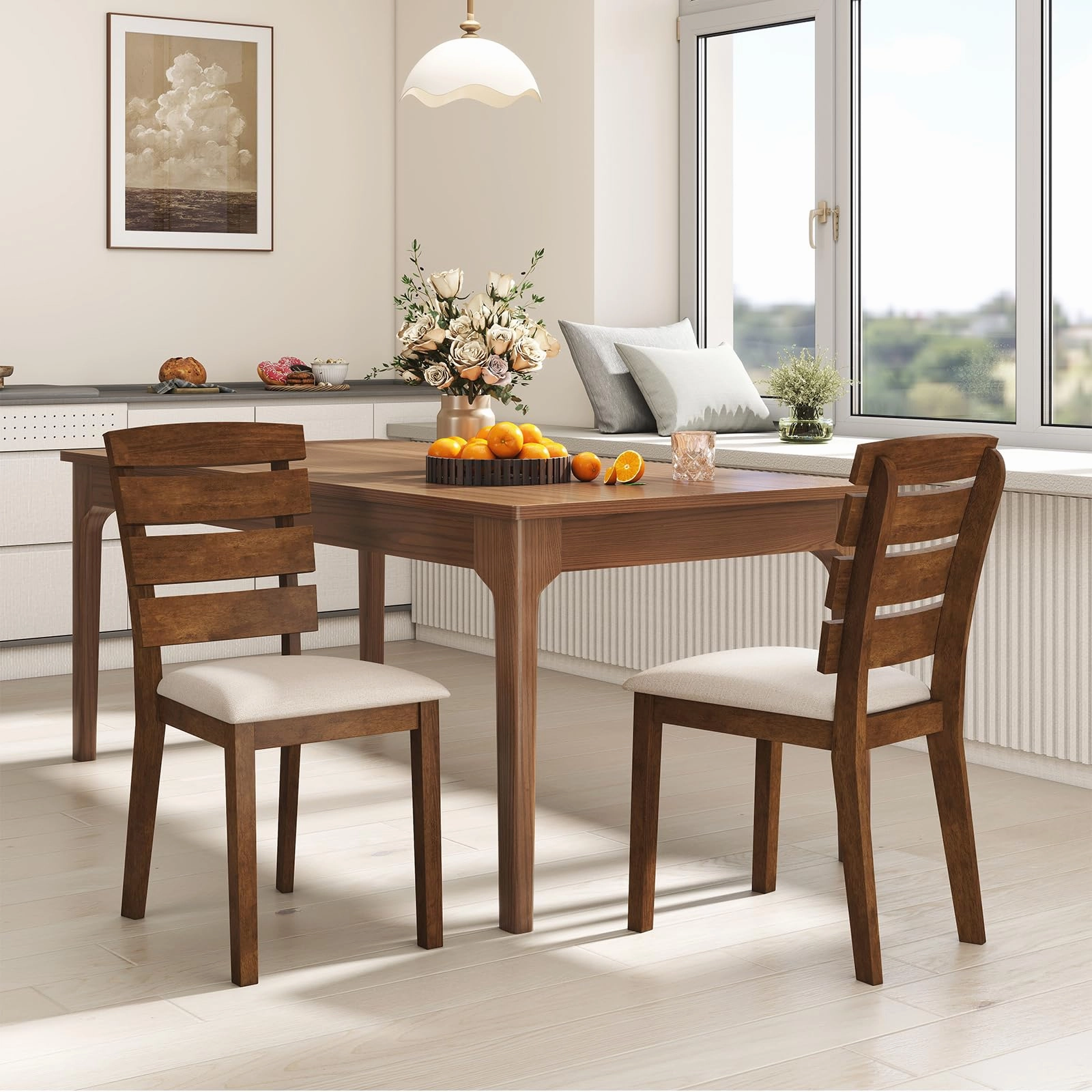 Giantex  2/4 Wooden Dining Chairs Set