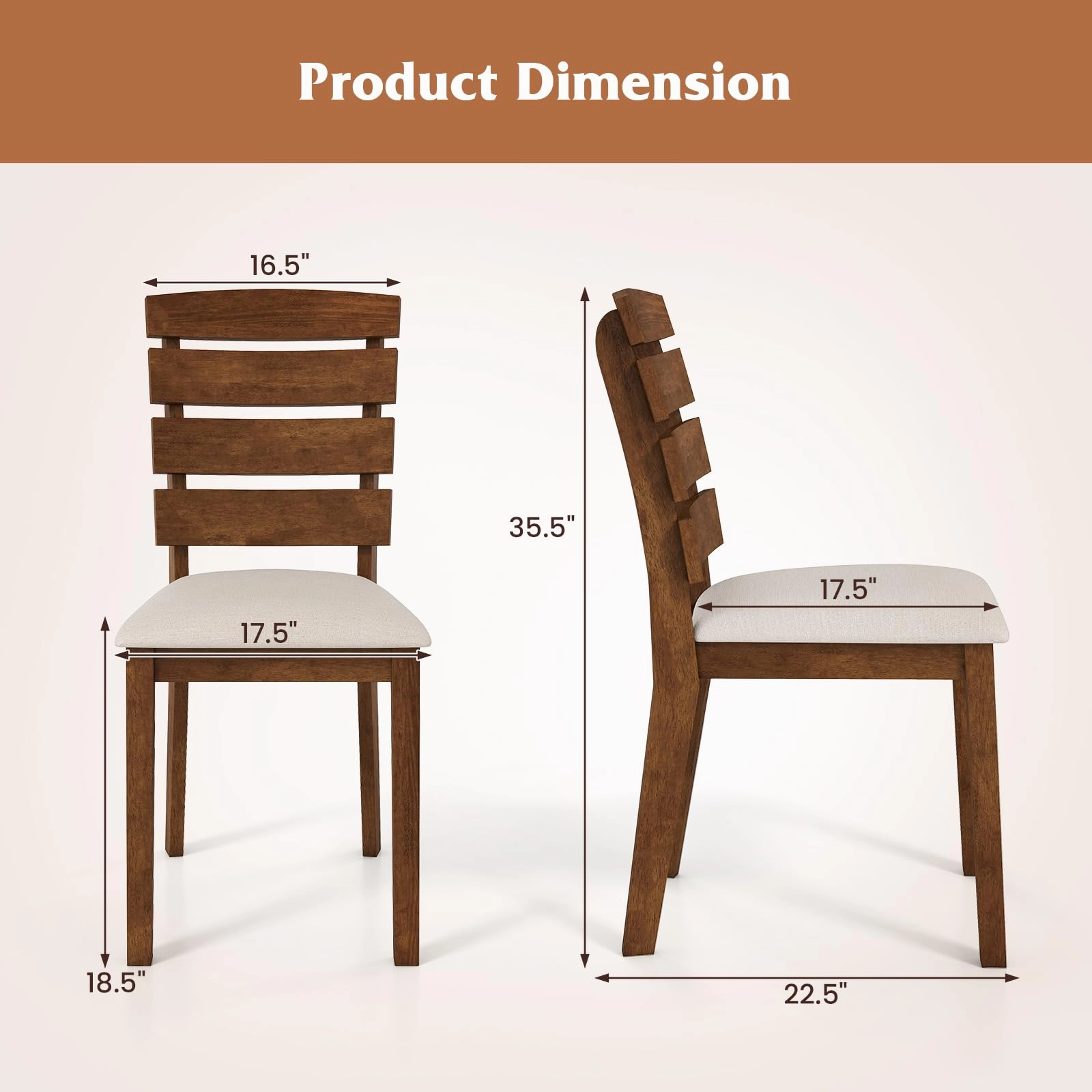 Giantex  2/4 Wooden Dining Chairs Set