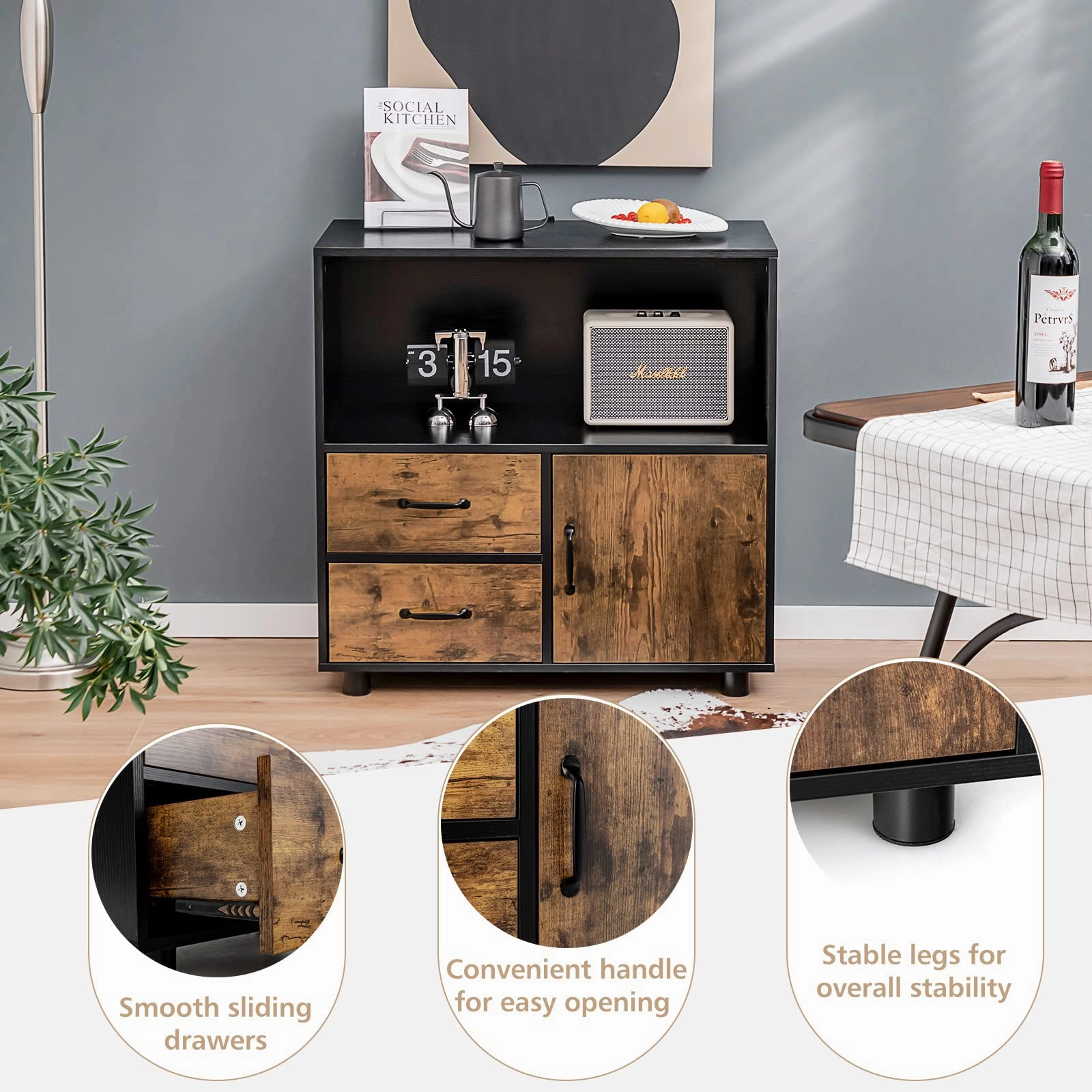 Giantex 2 Drawer File Cabinet - Lateral Filing Storage Cabinet with Industrial Style, 31.5 x 16 x 31.5 inches